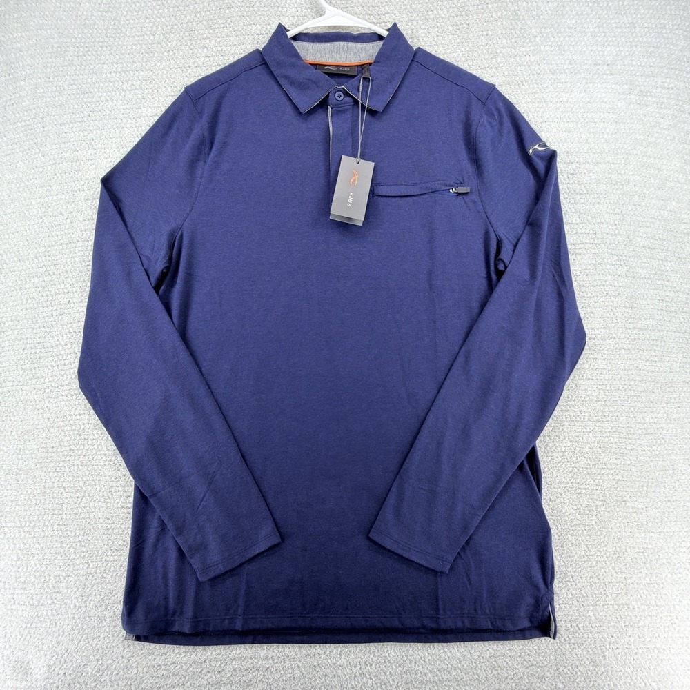 NWT KJUS Inverness Polo LS 52 XL Cashmere Blend Golf Shirt Navy Zip‎ Pocket